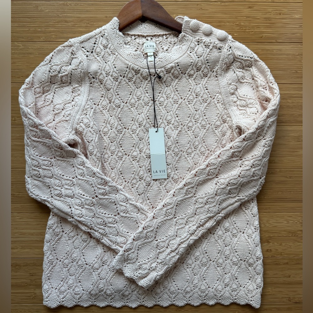 La Vie Rebecca Taylor Diamond Crochet Sweater Size L